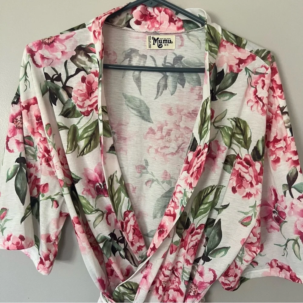 Show Me Your Mumu Floral Robe Feminine Knee Length Belted